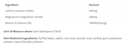 Cal Mag + 1000IU Vitamin D3 - Liquid - Blueberry