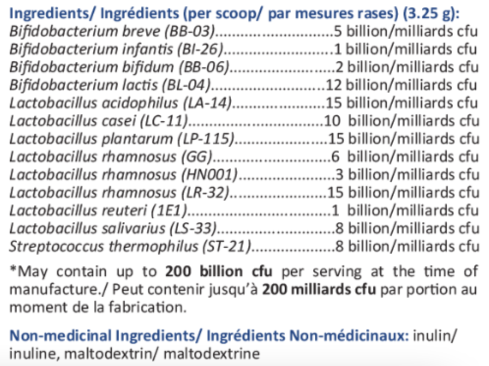 Ultra-PB100+ (100 Billion Probiotics avec FOS)