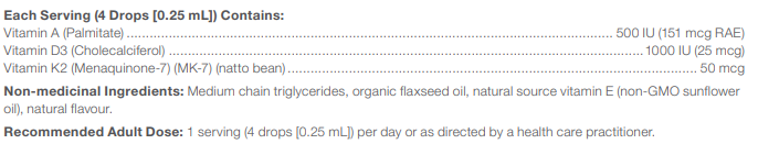 Vitamin D3, K2 and A